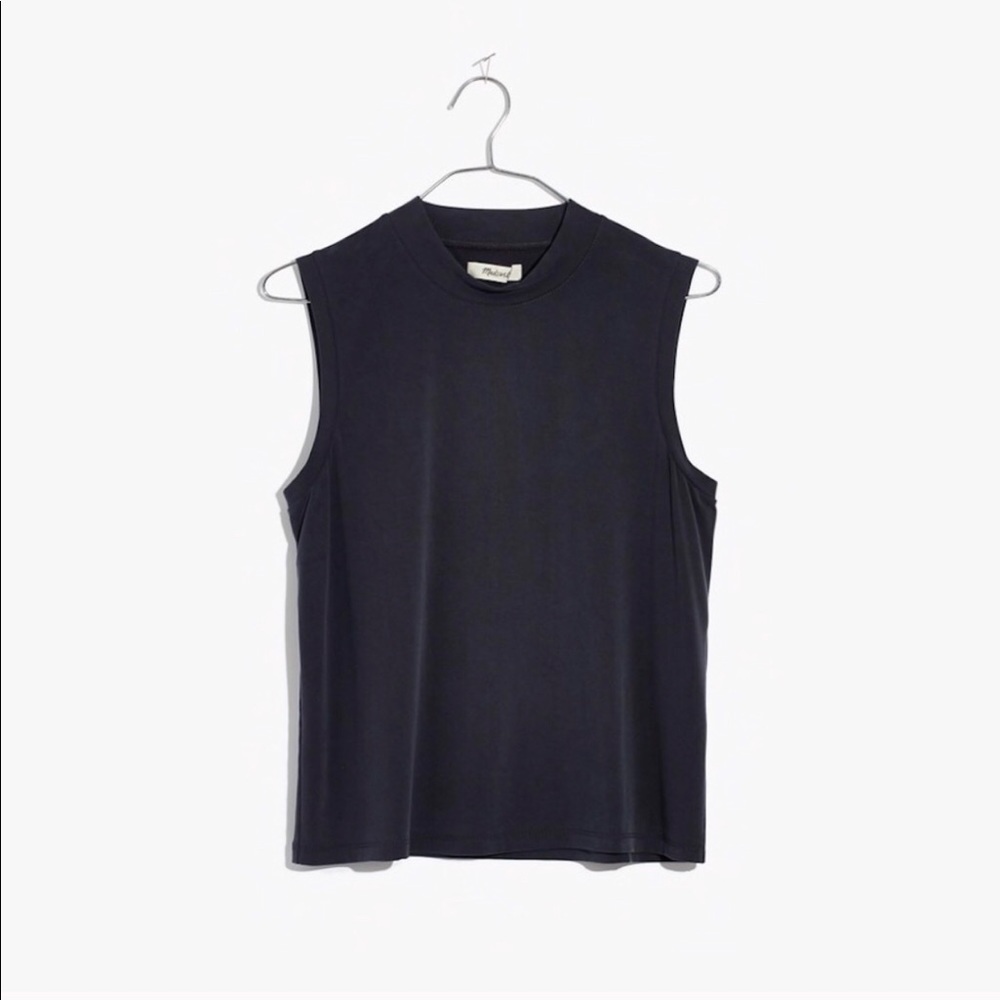 Madewell mock neck sleeveless top in charcoal grey